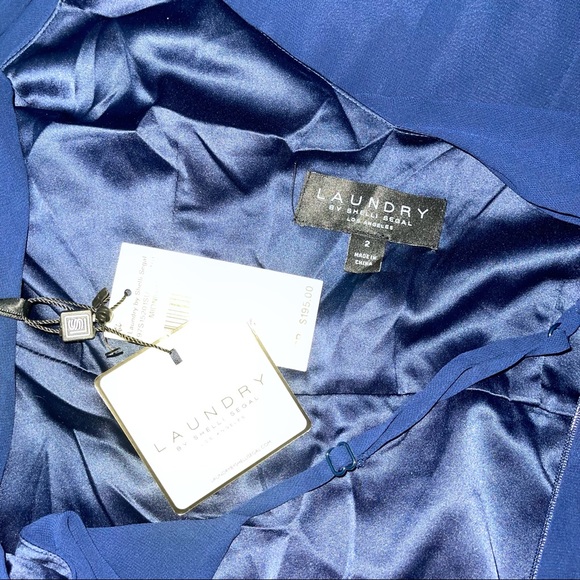 # Laundry Shelli Segal Midnight Pop Over Ruffled Chiffon Maxi Gown Dress Size 2 - Picture 13 of 15